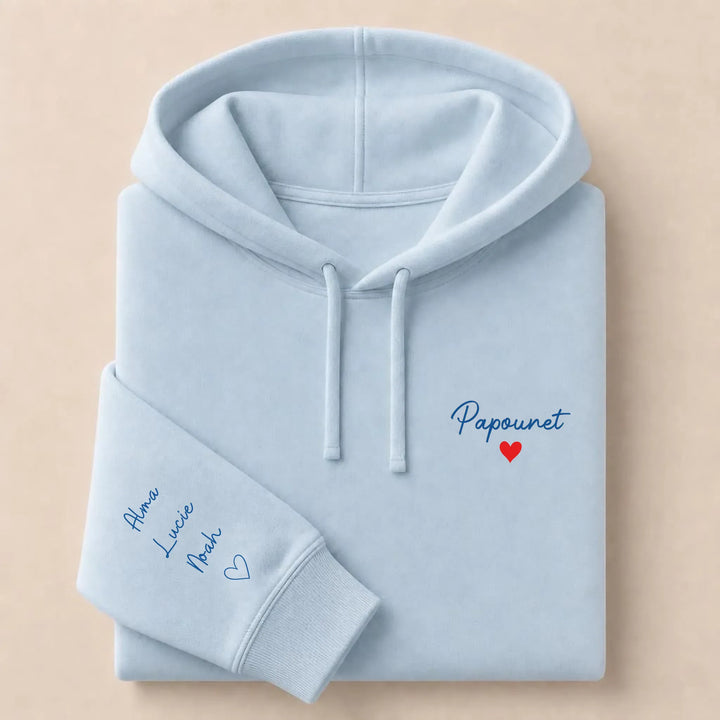 T-shirt personnalisé brodé - Papounet Sweat à capuche / Bleu Clair / S