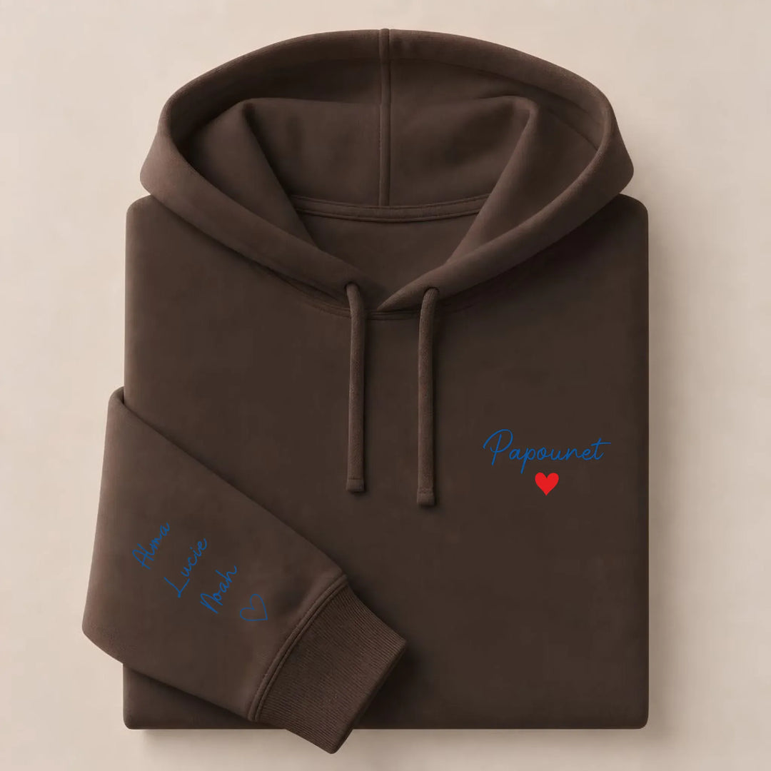 T-shirt personnalisé brodé - Papounet Sweat à capuche / Marron / S
