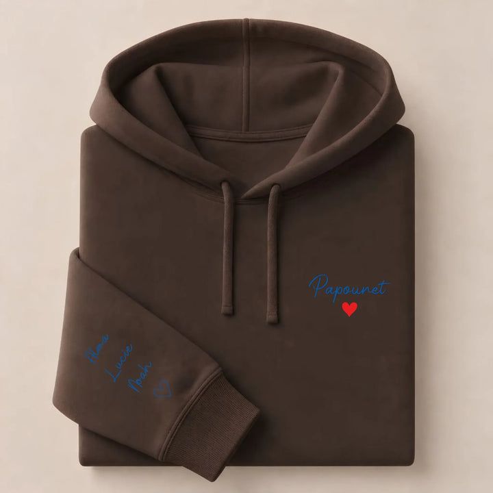 T-shirt personnalisé brodé - Papounet Sweat à capuche / Marron / S