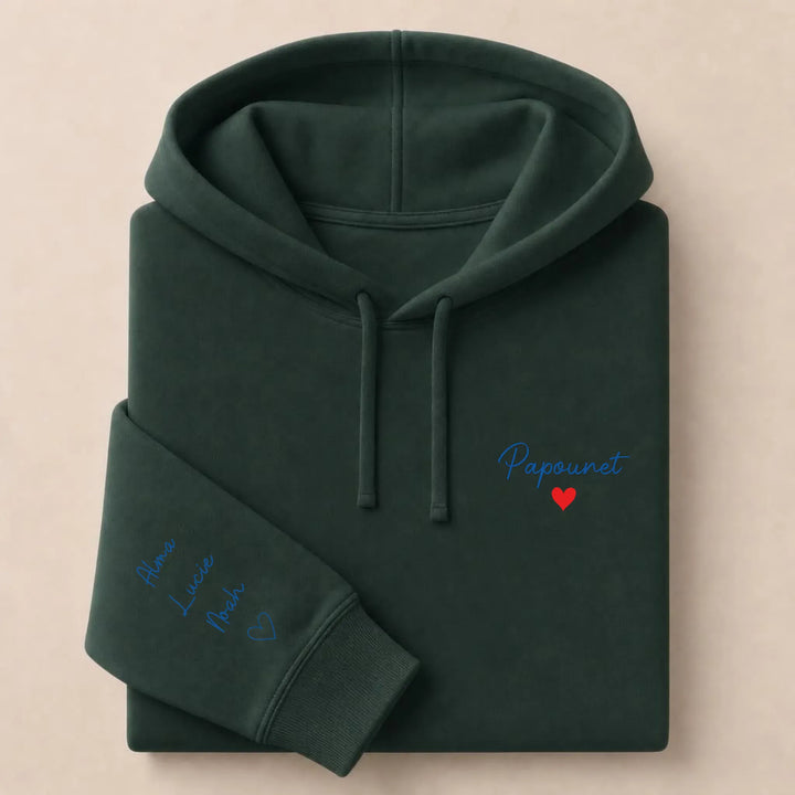 T-shirt personnalisé brodé - Papounet Sweat à capuche / Forest / S