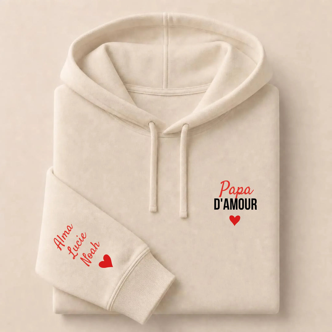 T-shirt personnalisé brodé - Papa d'amour Sweat à capuche / Beige / S