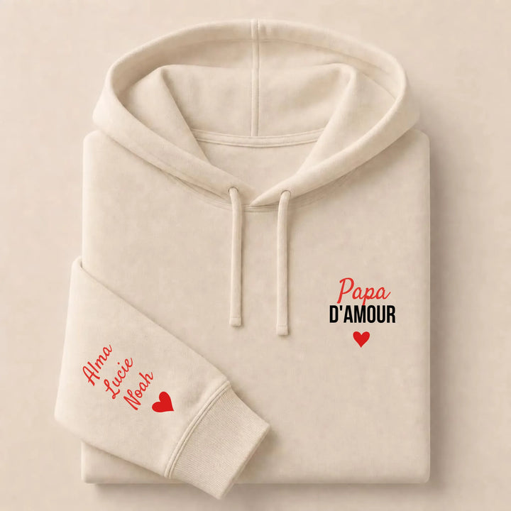 T-shirt personnalisé brodé - Papa d'amour Sweat à capuche / Beige / S
