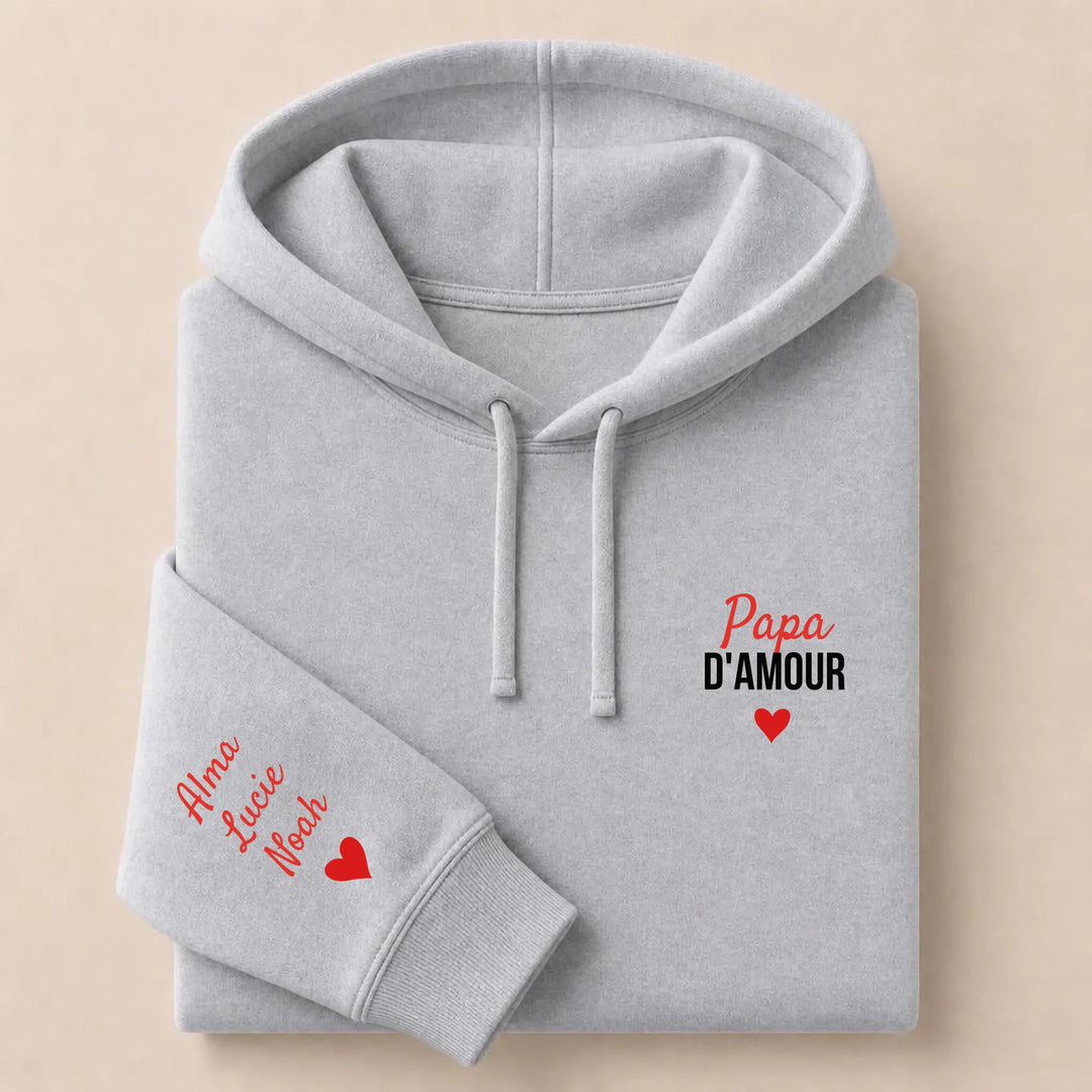 T-shirt personnalisé brodé - Papa d'amour Sweat à capuche / Gris / S