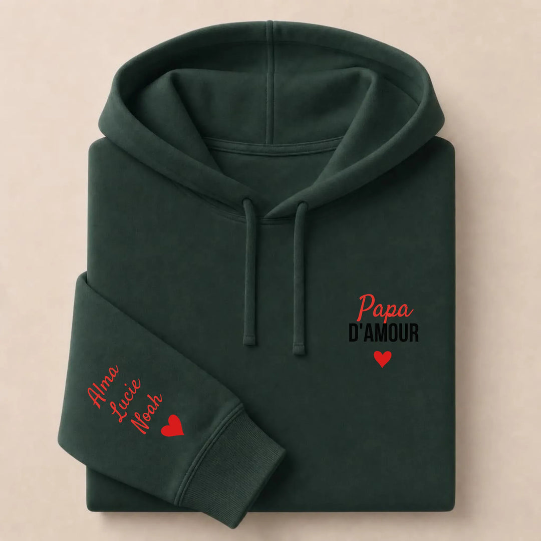 T-shirt personnalisé brodé - Papa d'amour Sweat à capuche / Forest / S