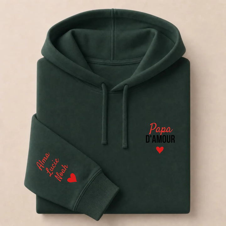 T-shirt personnalisé brodé - Papa d'amour Sweat à capuche / Forest / S