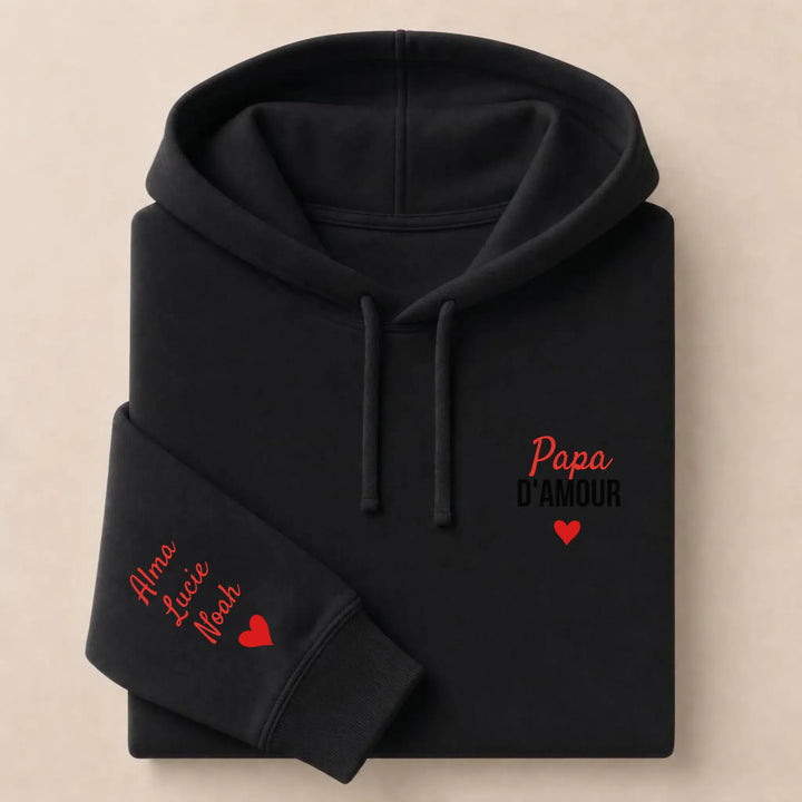 T-shirt personnalisé brodé - Papa d'amour Sweat à capuche / Noir / S
