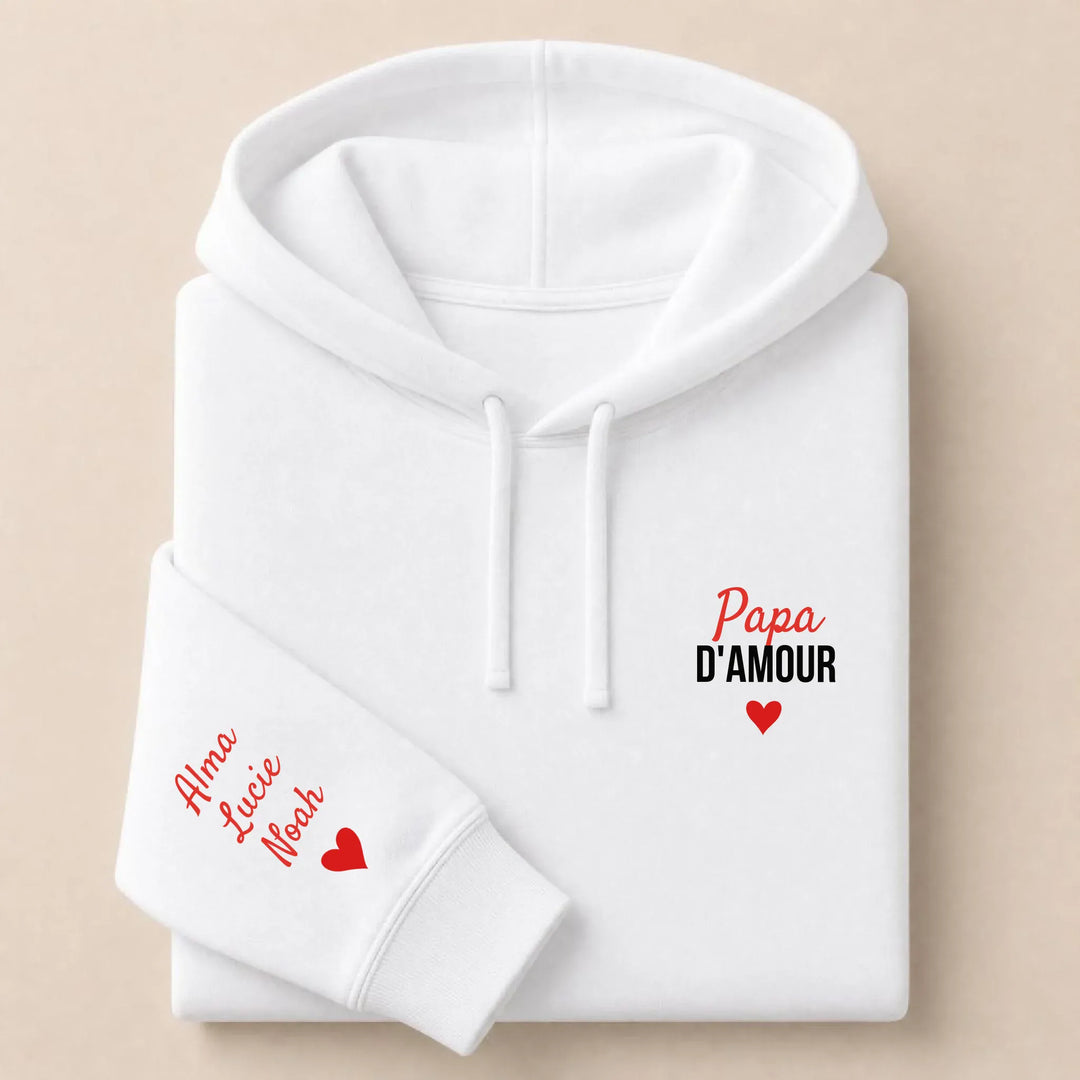 T-shirt personnalisé brodé - Papa d'amour Sweat à capuche / Blanc / S