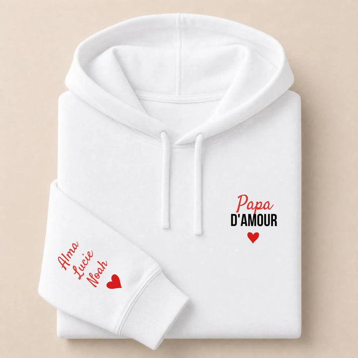 T-shirt personnalisé brodé - Papa d'amour Sweat à capuche / Blanc / S