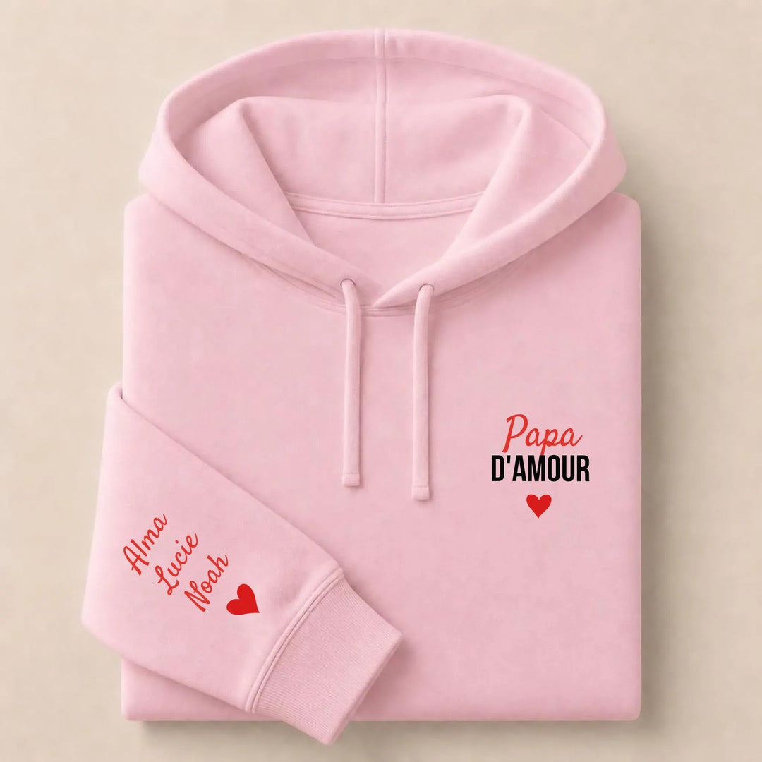 T-shirt personnalisé brodé - Papa d'amour Sweat à capuche / Rose Clair / S