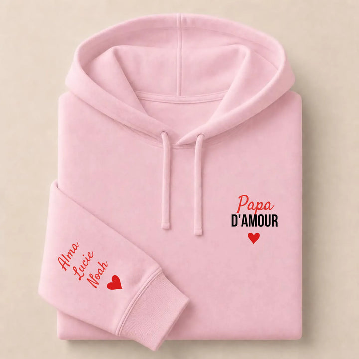 T-shirt personnalisé brodé - Papa d'amour Sweat à capuche / Rose Clair / S