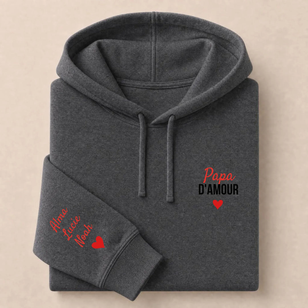 T-shirt personnalisé brodé - Papa d'amour Sweat à capuche / Gris Foncé / S