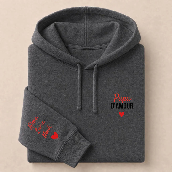 T-shirt personnalisé brodé - Papa d'amour Sweat à capuche / Gris Foncé / S