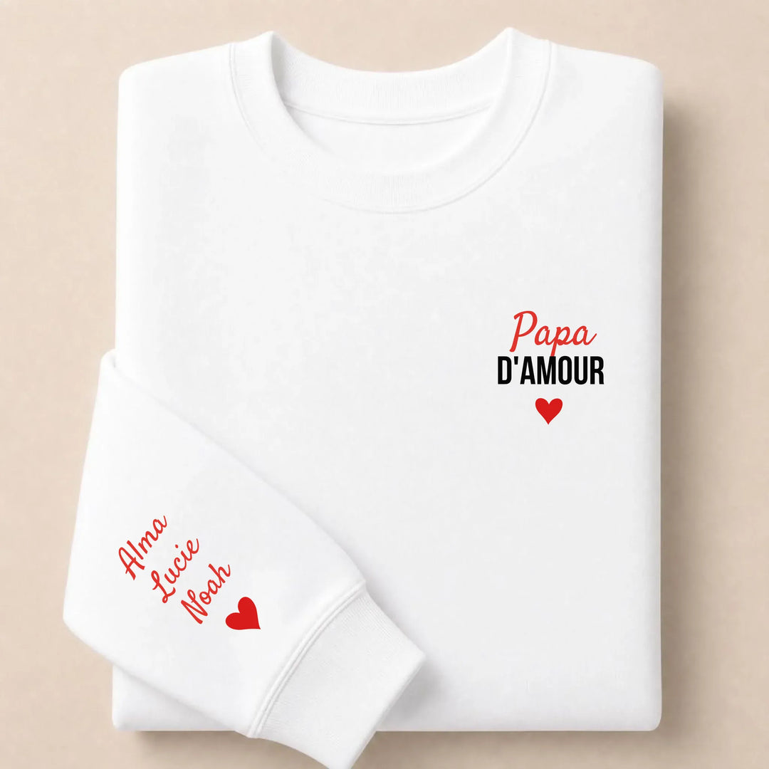 T-shirt personnalisé brodé - Papa d'amour Sweatshirt / Blanc / S