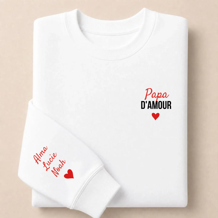 T-shirt personnalisé brodé - Papa d'amour Sweatshirt / Blanc / S