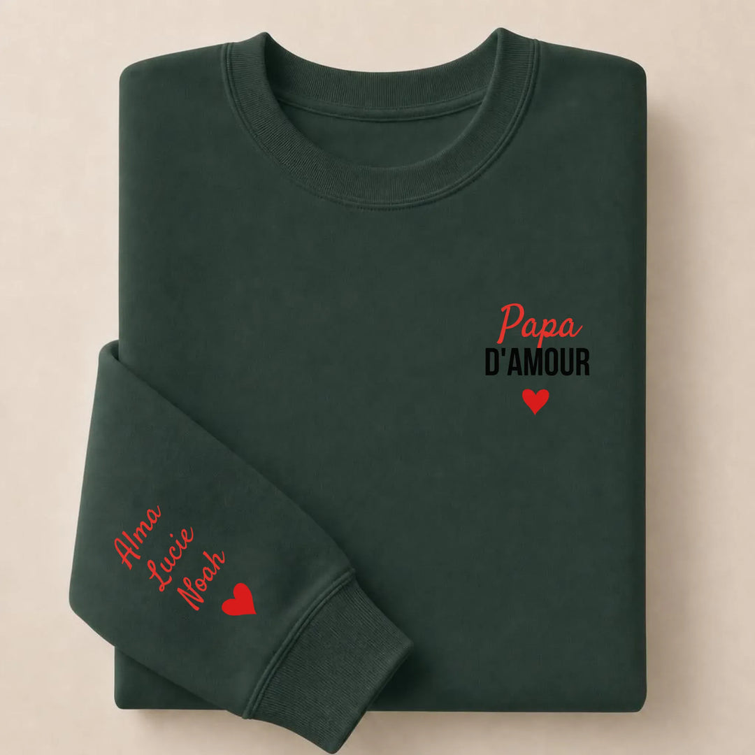 T-shirt personnalisé brodé - Papa d'amour Sweatshirt / Forest / S