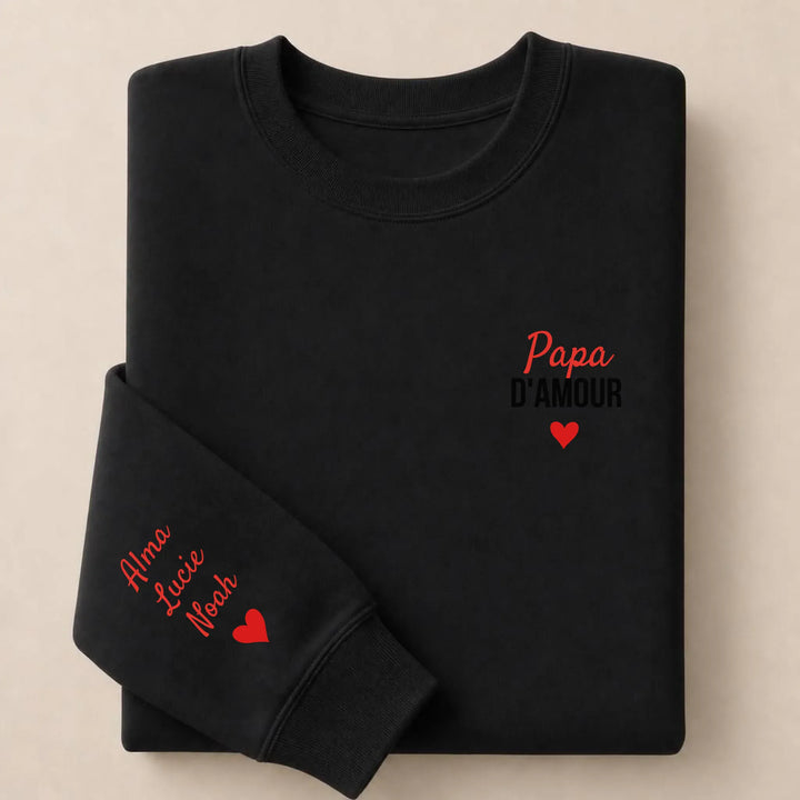 T-shirt personnalisé brodé - Papa d'amour Sweatshirt / Noir / S