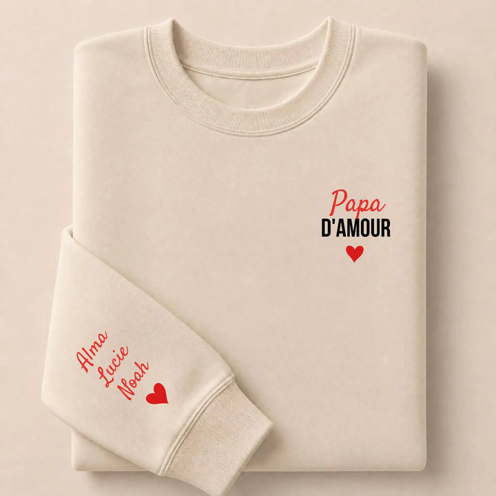 T-shirt personnalisé brodé - Papa d'amour Sweatshirt / Beige / S