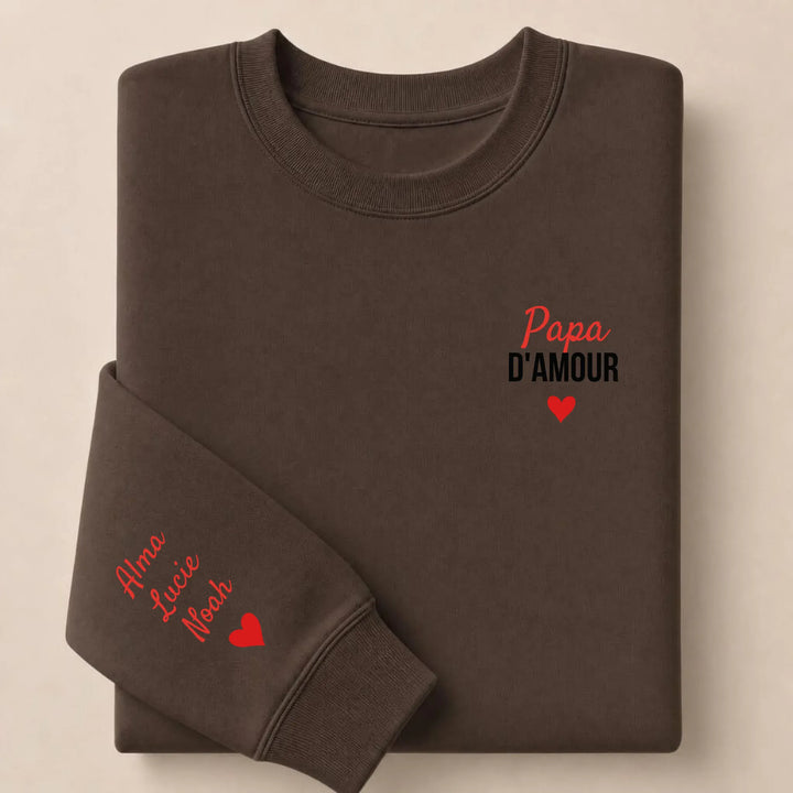 T-shirt personnalisé brodé - Papa d'amour Sweatshirt / Marron / S