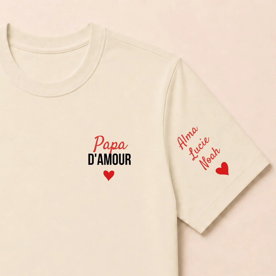 T-shirt personnalisé brodé - Papa d'amour T-shirt / Beige / S
