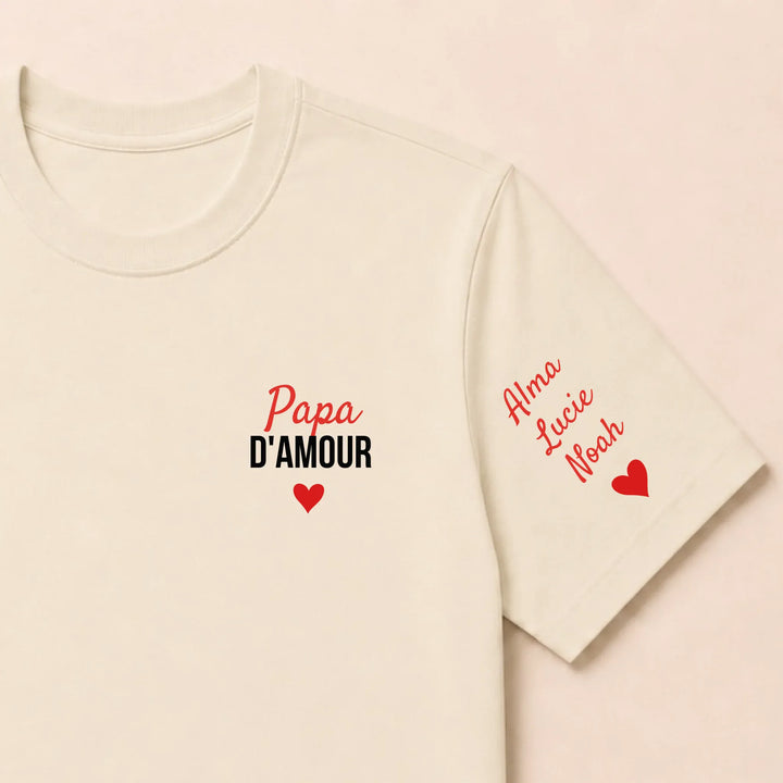 T-shirt personnalisé brodé - Papa d'amour T-shirt / Beige / S