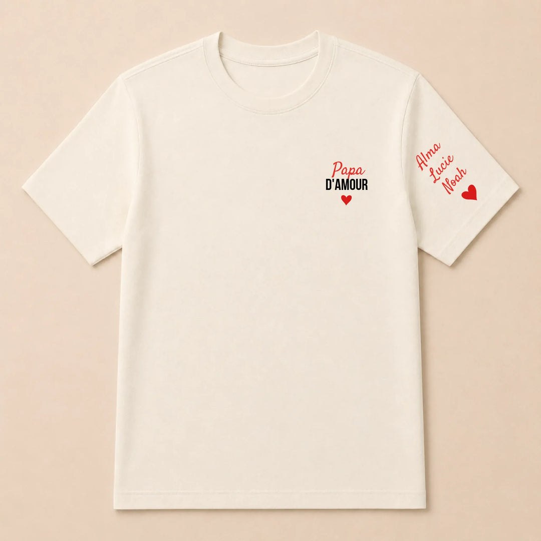 T-shirt personnalisé brodé - Papa d'amour