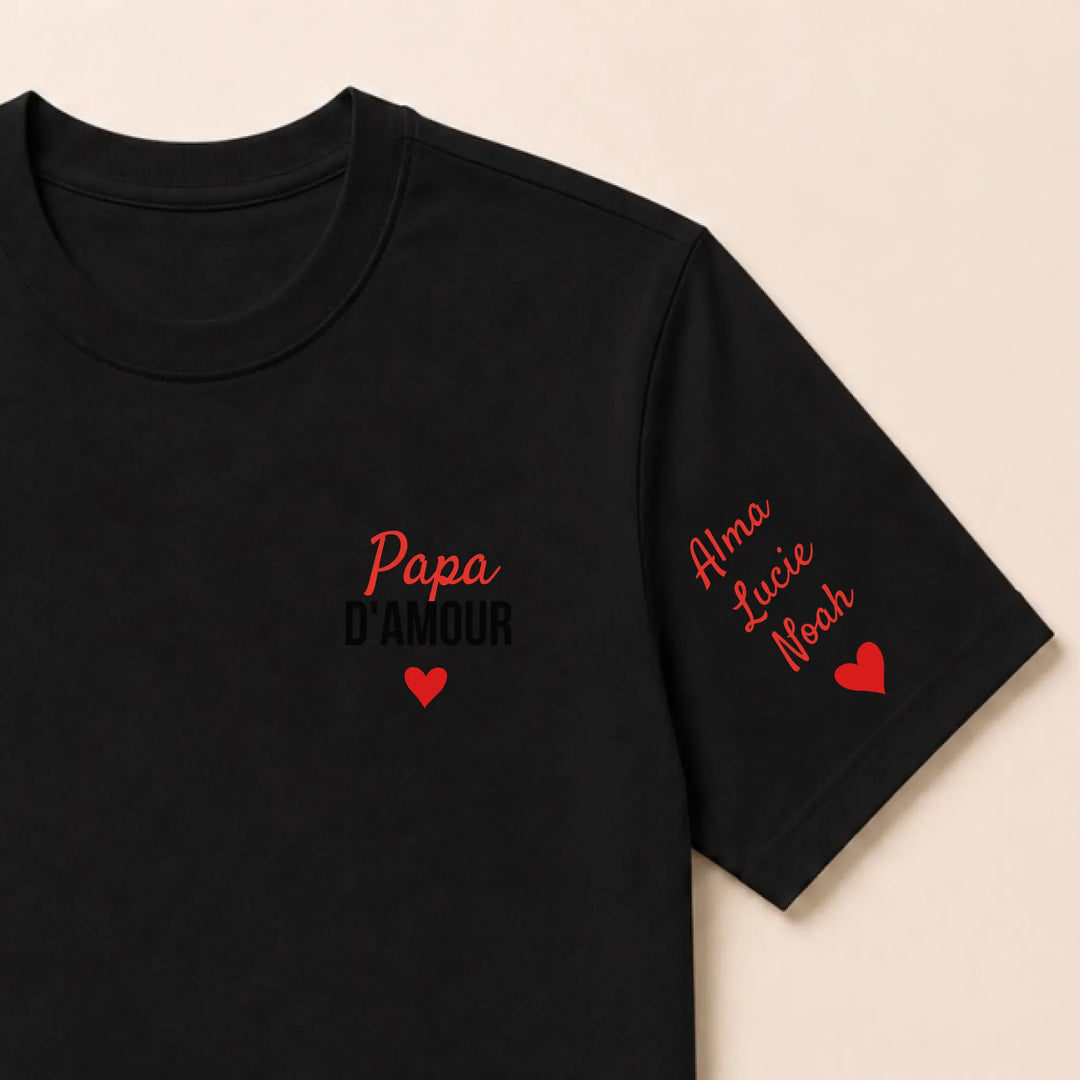T-shirt personnalisé brodé - Papa d'amour T-shirt / Noir / S