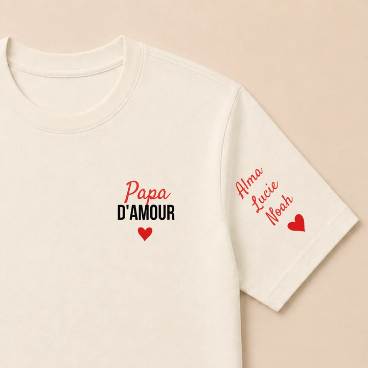 T-shirt personnalisé brodé - Papa d'amour T-shirt / Naturel / S