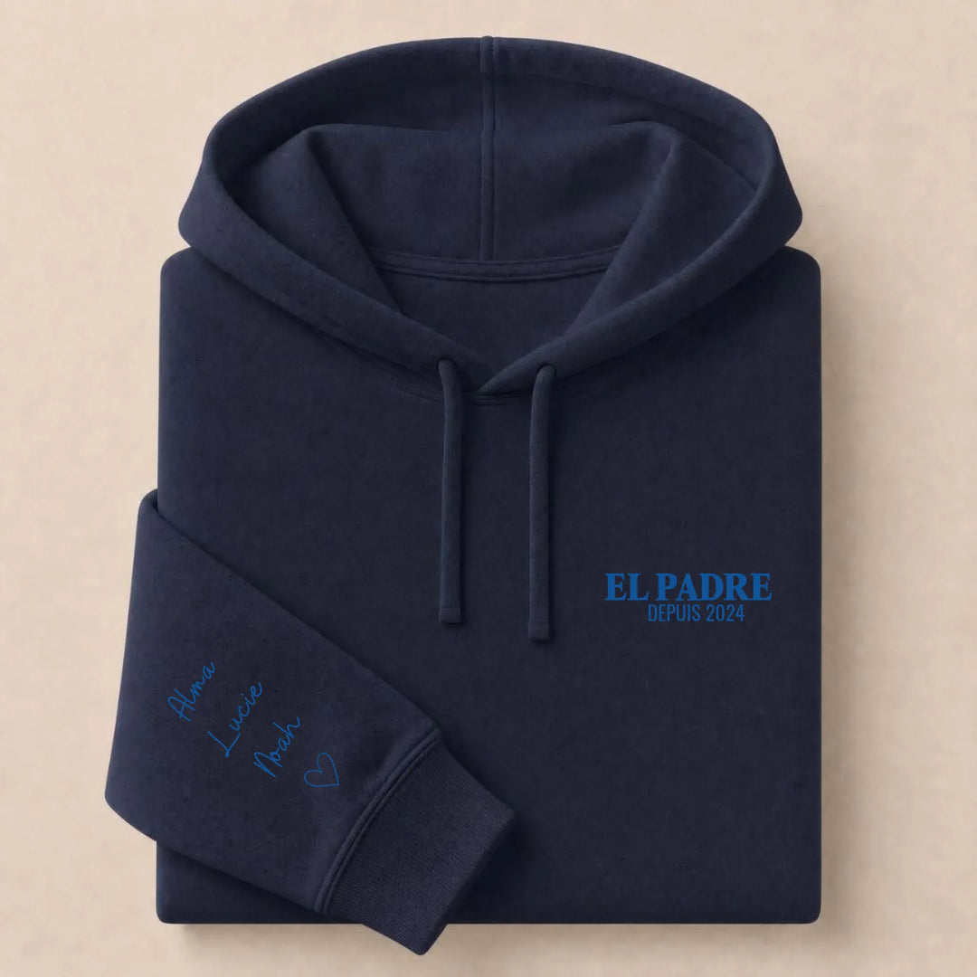 T-shirt personnalisé brodé - EL PADRE Sweat à capuche / Marine / S