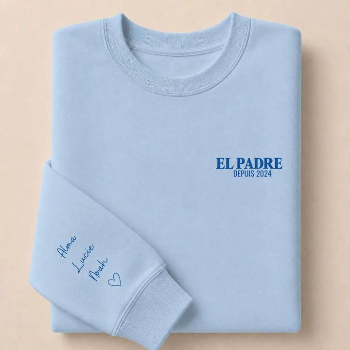 T-shirt personnalisé brodé - EL PADRE Sweatshirt / Bleu Clair / S