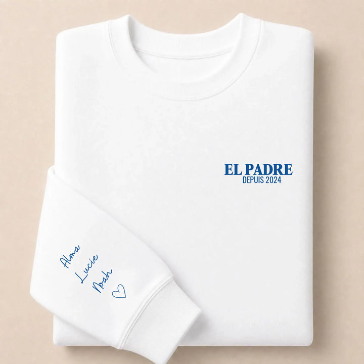 T-shirt personnalisé brodé - EL PADRE Sweatshirt / Blanc / S