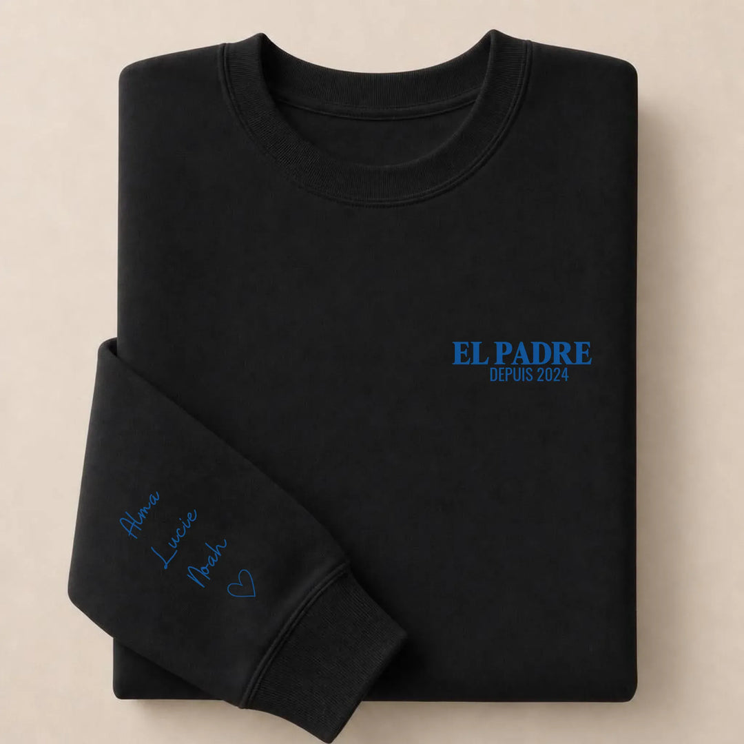 T-shirt personnalisé brodé - EL PADRE Sweatshirt / Noir / S