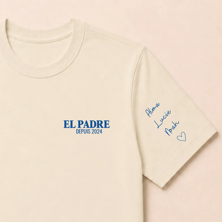 T-shirt personnalisé brodé - EL PADRE T-shirt / Beige / S