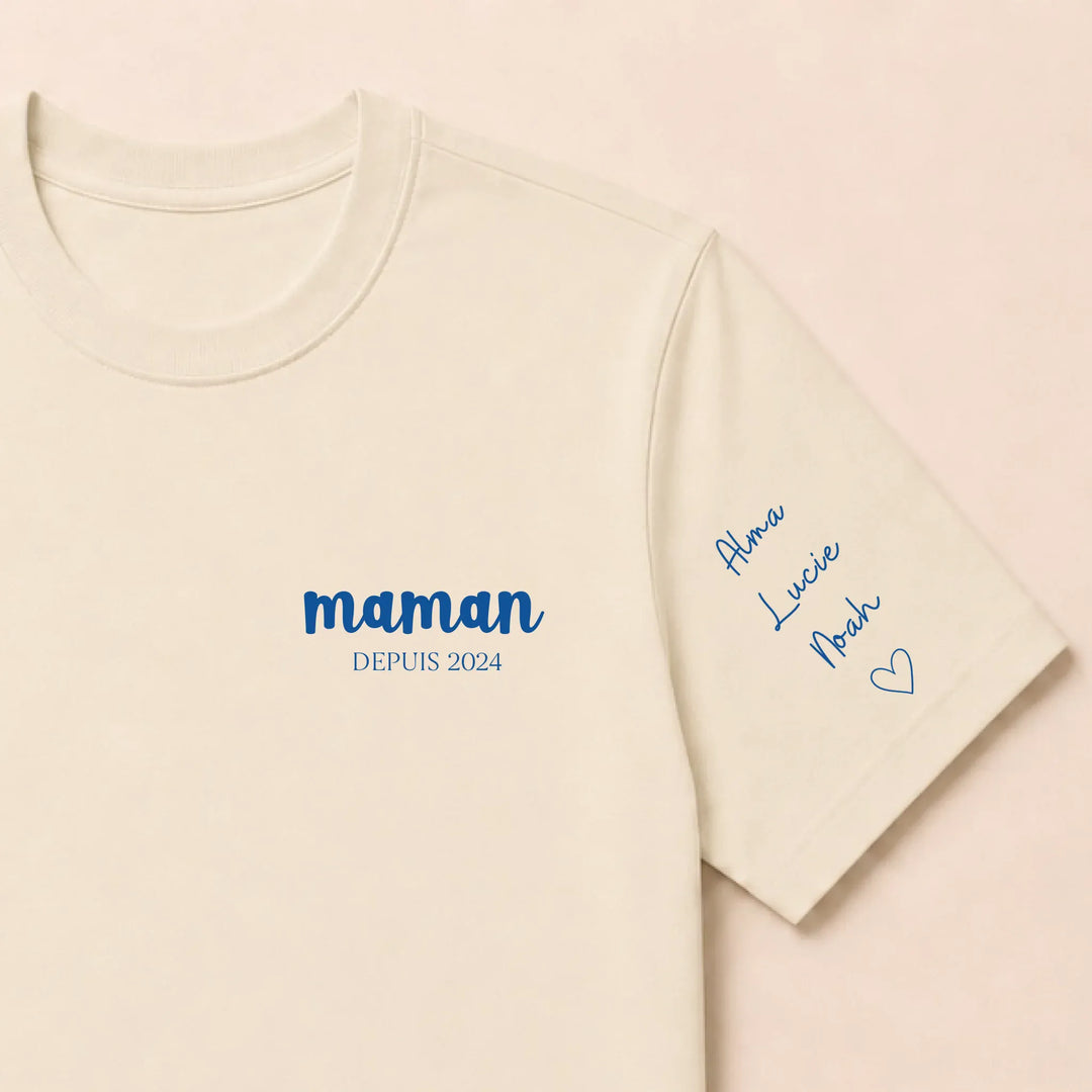 T-shirt maman Depuis Brodé T-shirt / Beige / S