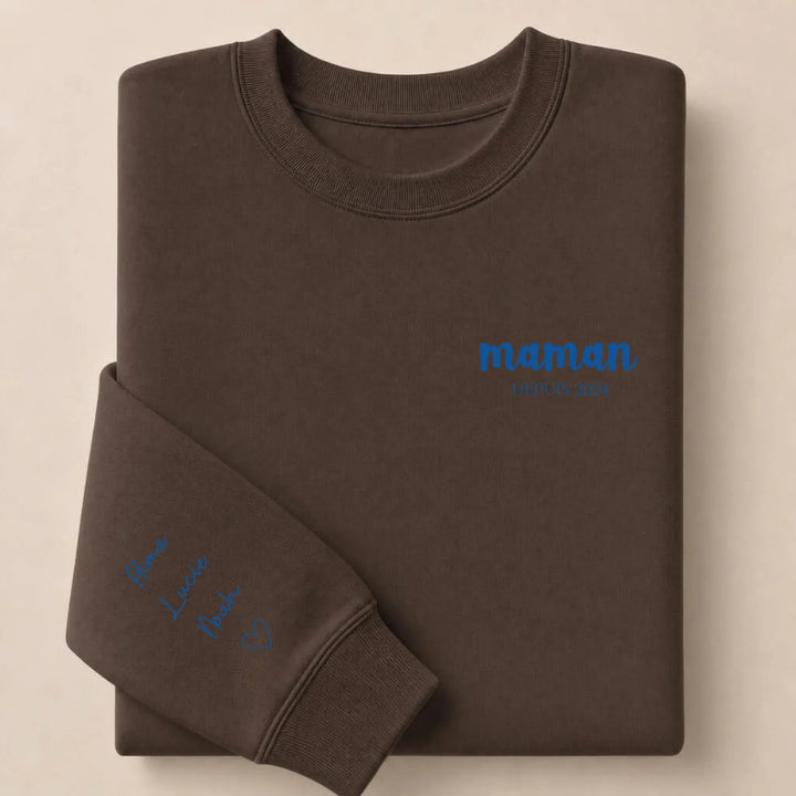 T-shirt maman Depuis Brodé Sweatshirt / Marron / S