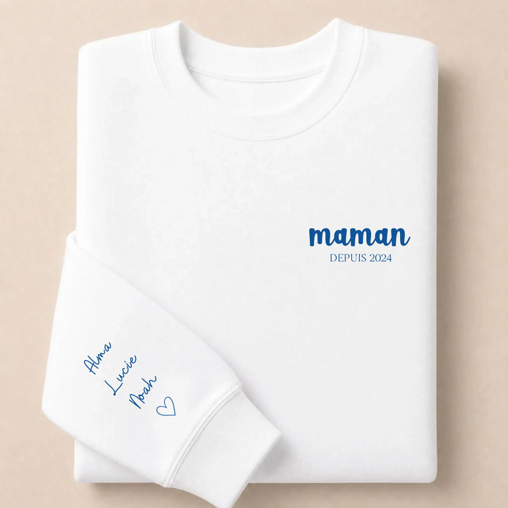 T-shirt maman Depuis Brodé Sweatshirt / Blanc / S