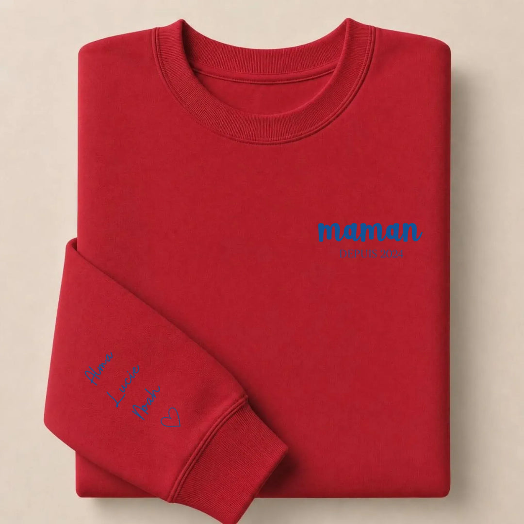 T-shirt maman Depuis Brodé Sweatshirt / Rouge / S