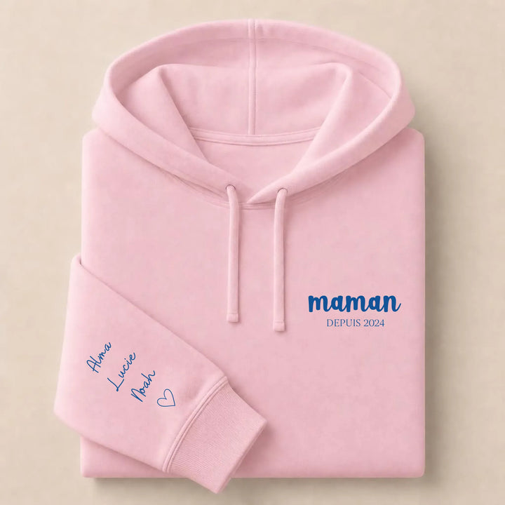 T-shirt maman Depuis Brodé Sweat à capuche / Rose Clair / S