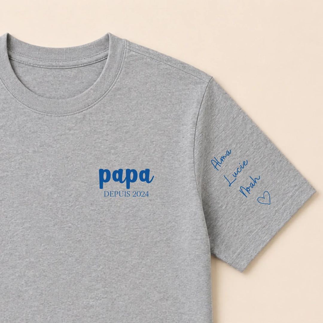 T shirt papa depuis brodé T-shirt / Gris / S