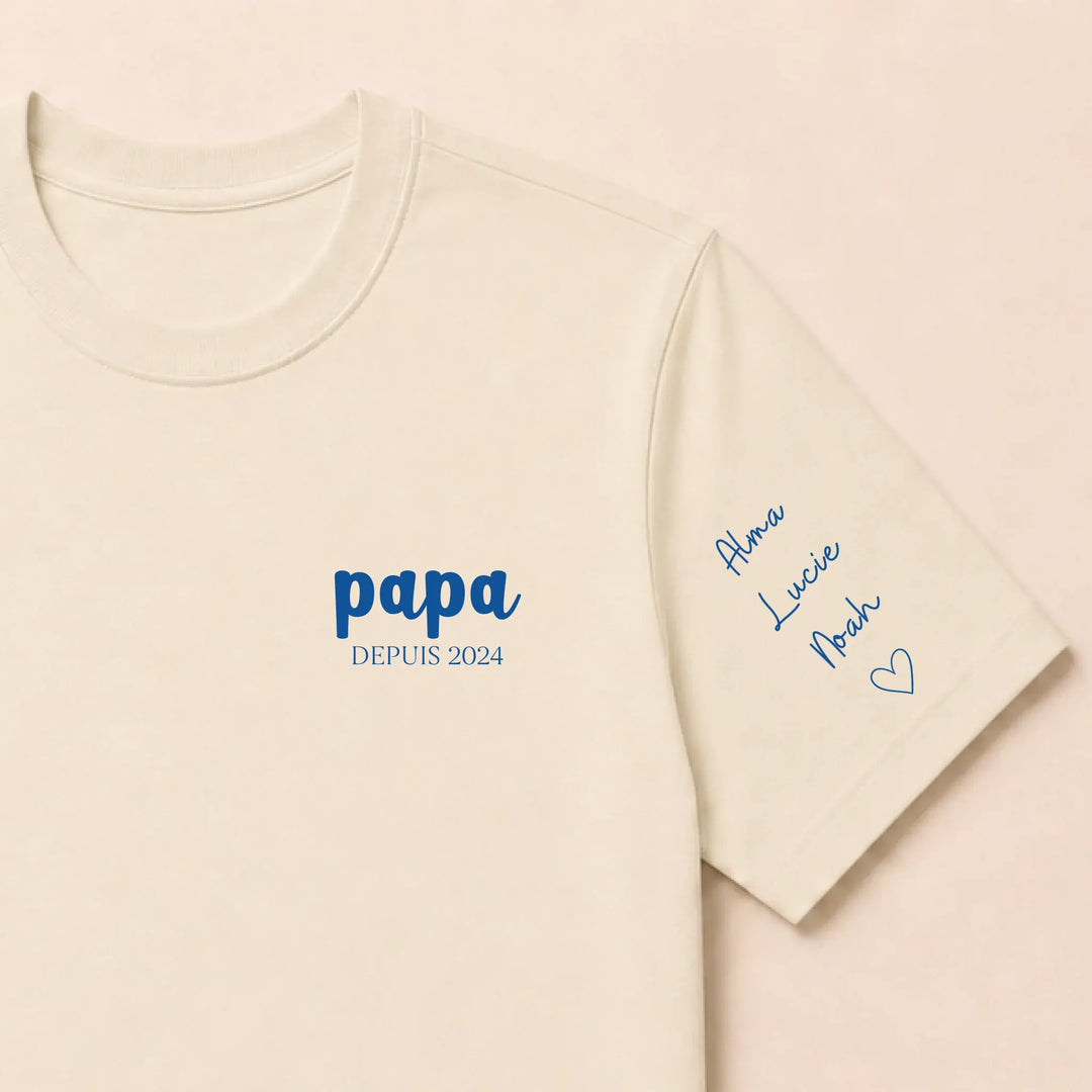 T shirt papa depuis brodé T-shirt / Beige / S
