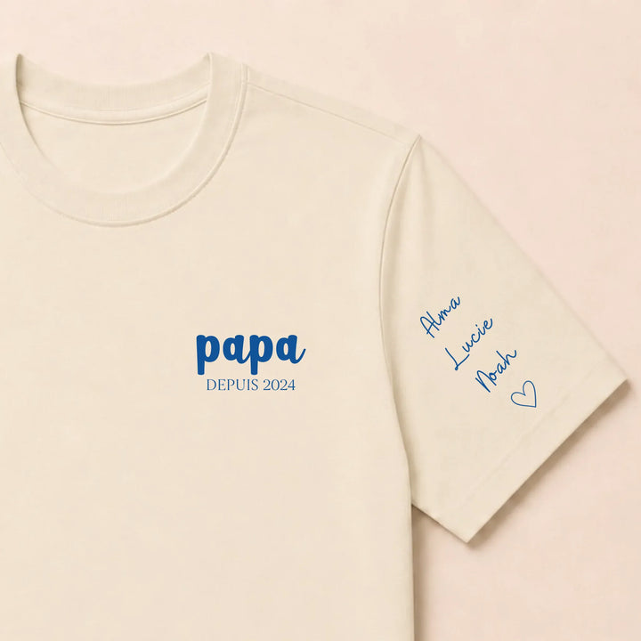 T shirt papa depuis brodé T-shirt / Beige / S