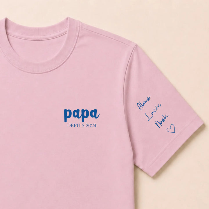 T shirt papa depuis brodé T-shirt / Rose clair / S