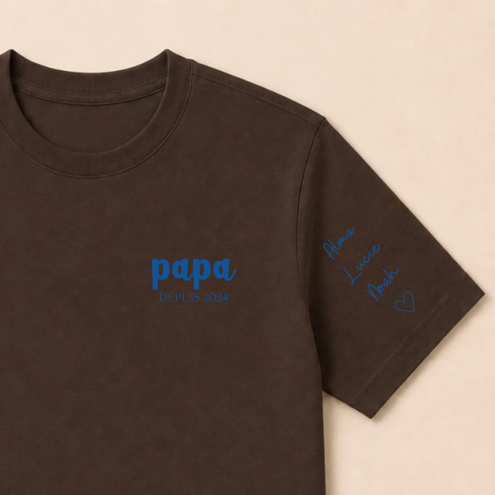 T shirt papa depuis brodé T-shirt / Marron / S
