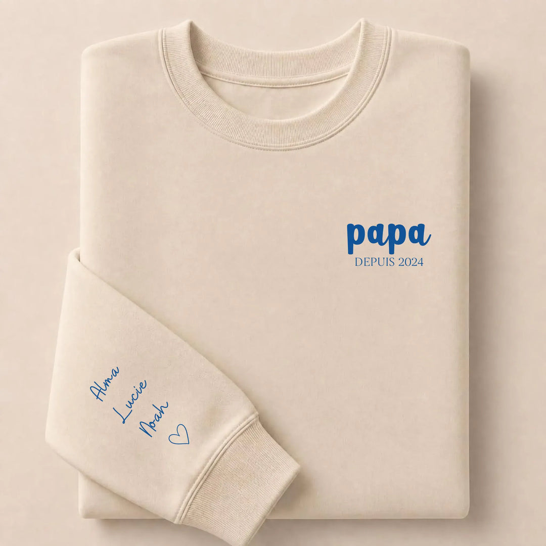 T shirt papa depuis brodé Sweatshirt / Beige / S
