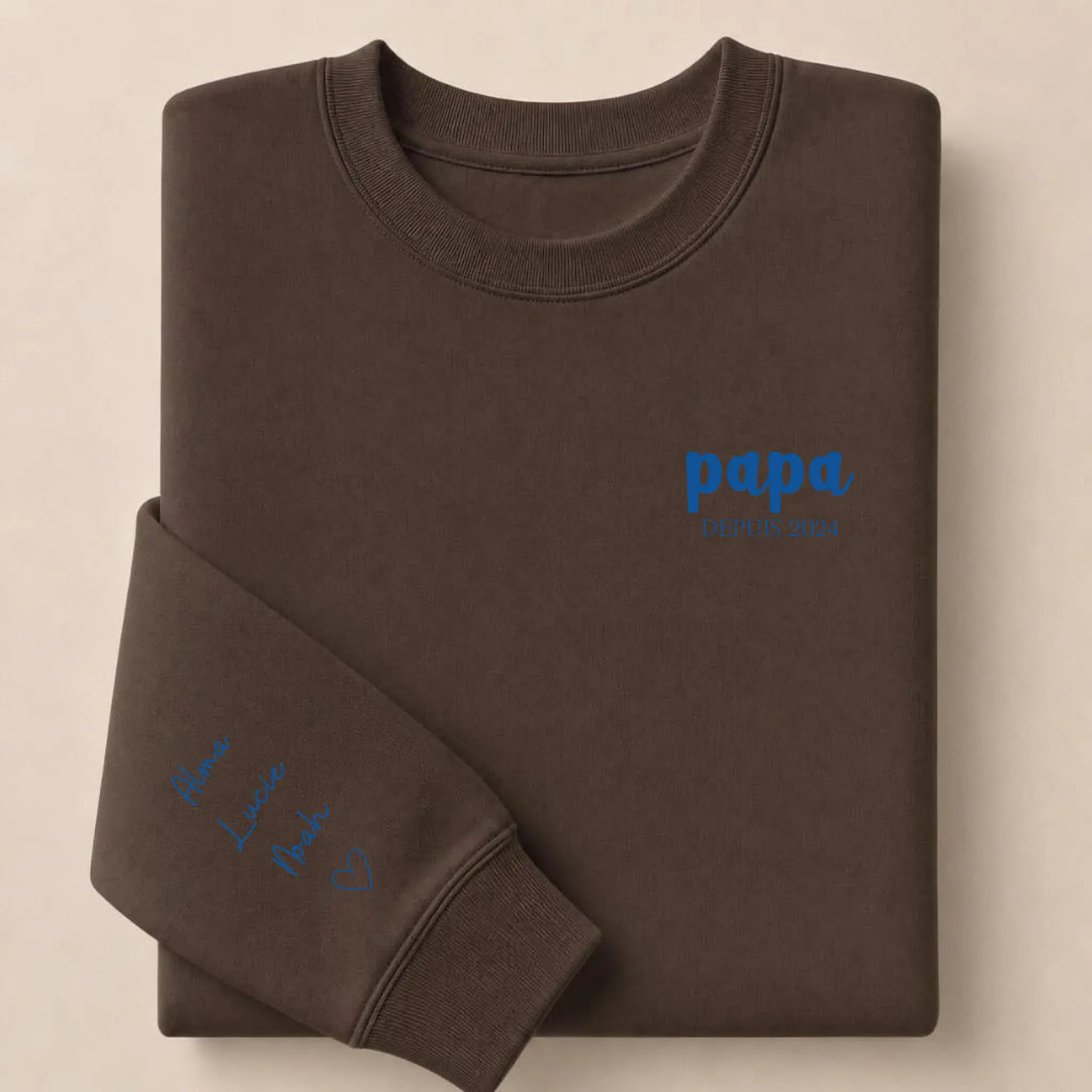 T shirt papa depuis brodé Sweatshirt / Marron / S