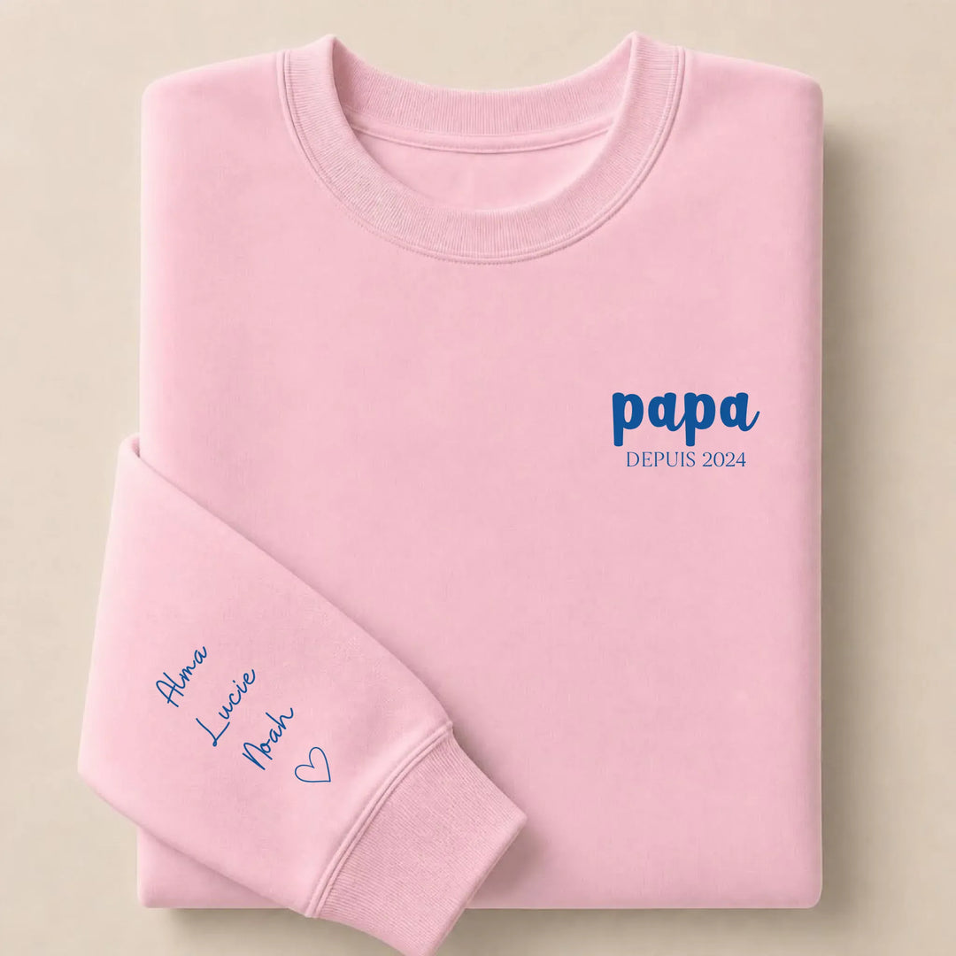 T shirt papa depuis brodé Sweatshirt / Rose Clair / S