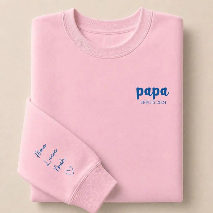 T shirt papa depuis brodé Sweatshirt / Rose Clair / S