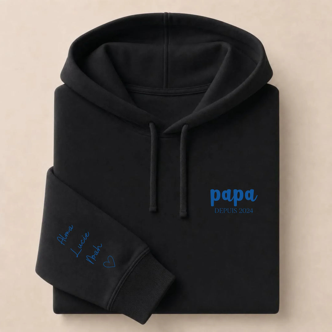 T shirt papa depuis brodé Sweat à capuche / Noir / S