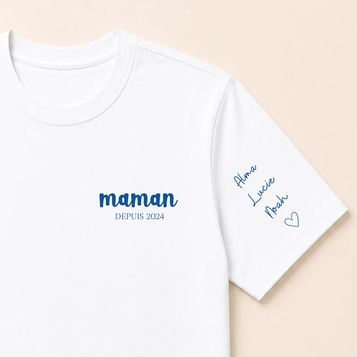 Swrat à capuche personnalisé broderie maman T-shirt / Blanc / S