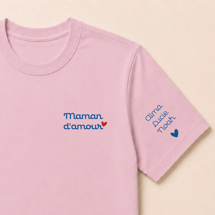 Pull personnalisé Brodé - Mamam d'amour T-shirt / Rose clair / S
