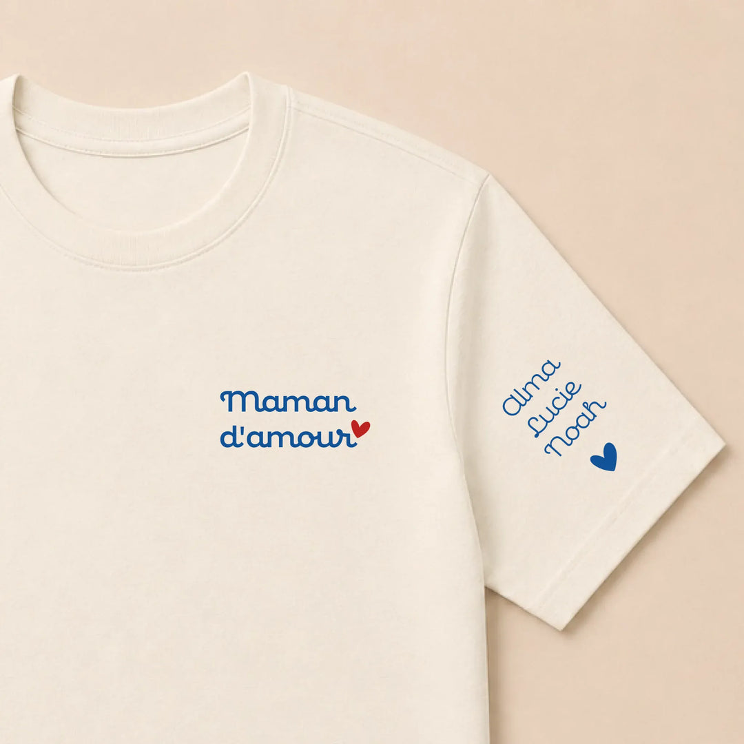 Sweat personnalisé Brodé - Mamam d'amour T-shirt / Naturel / S